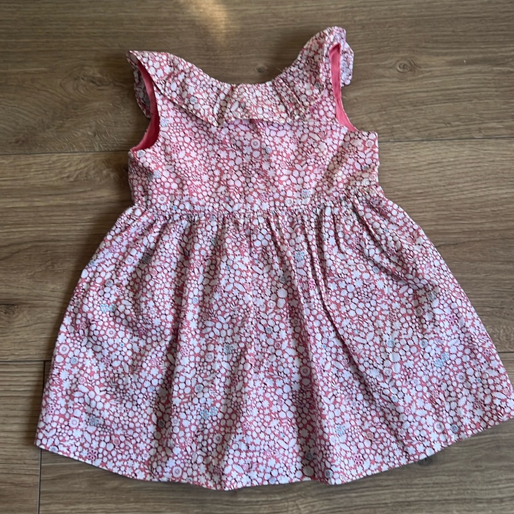 Jacadi girls liberty fabric dress with ruffled collar 12m